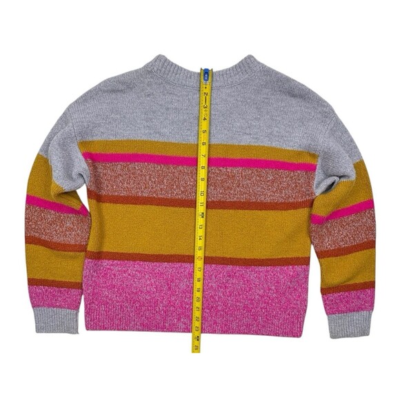 Lou & Grey LOFT Colorblock Soft Cozy Knit Bright Pink Gold Stripe Sweater L - Picture 8 of 12
